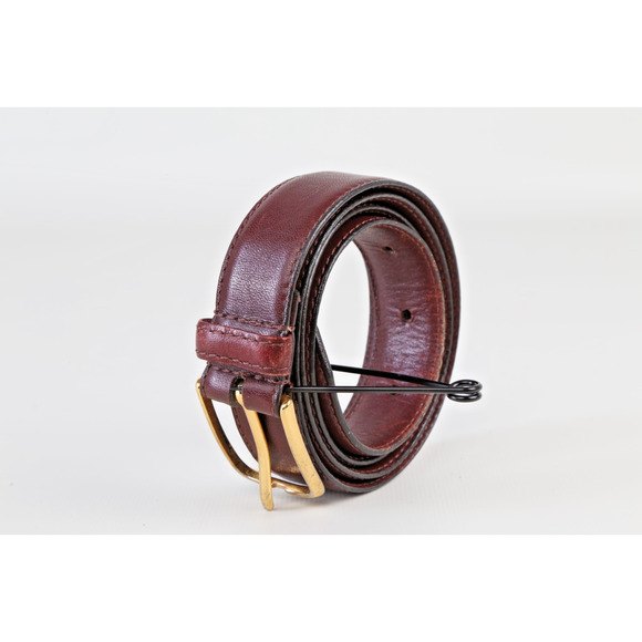 Vintage Henry Grethel Brown Leather Skinny Buckle Belt Size 34 / 85 main image 7